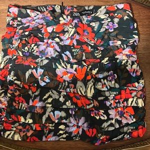 Zara Floral Mini Skirt - Black, Red, Purple